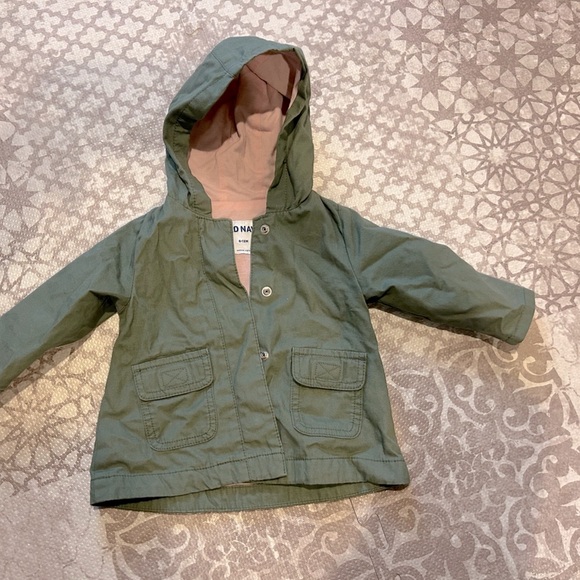 Old Navy spring cargo jacket with pink lining - Picture 2 of 4